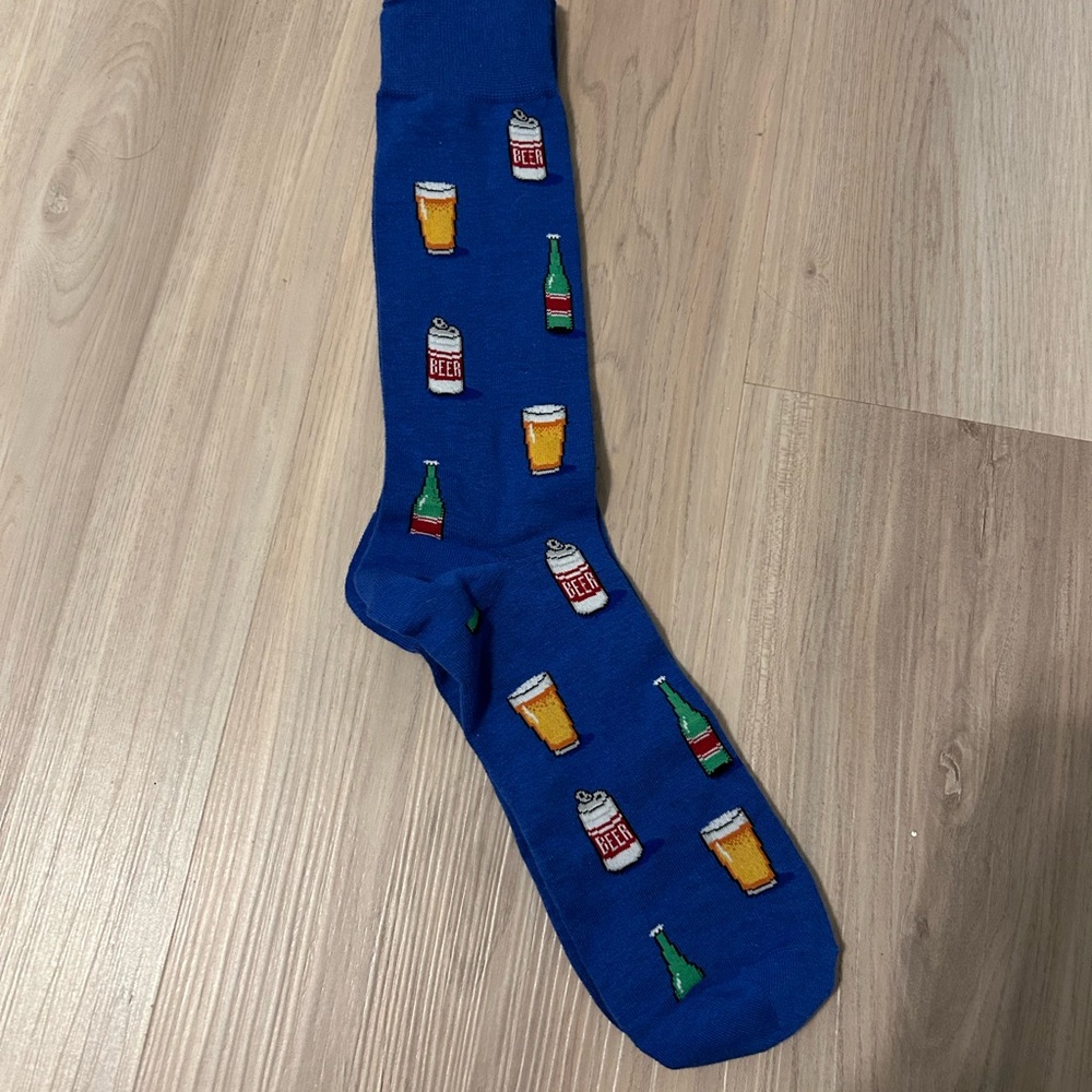Blue Patterned Beer Men's Socks